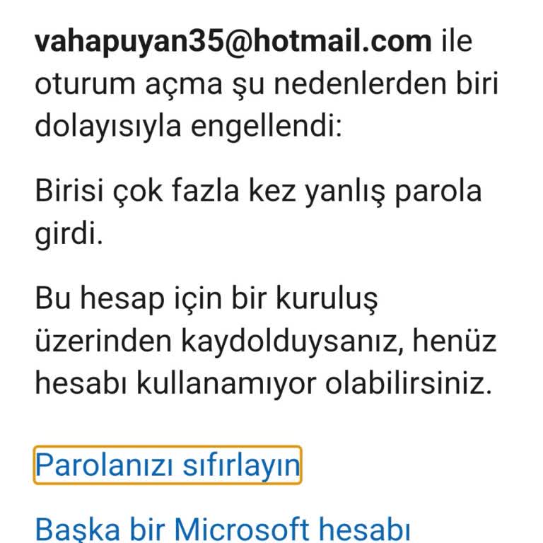 Microsoft Hesabıma Erişim Engeli Ve Kimlik Doğrulamada Zorluk