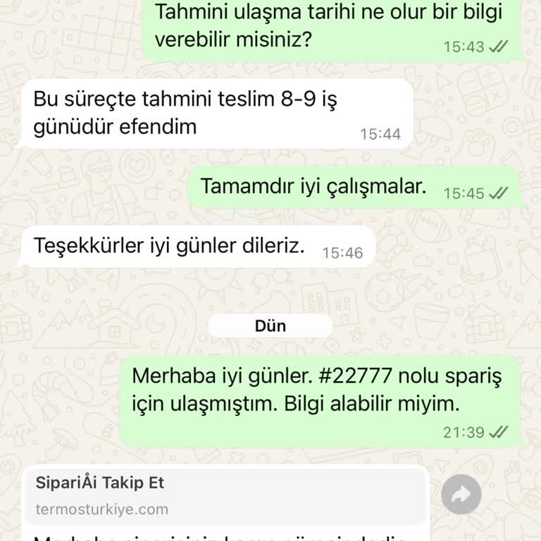 Termos Türkiye Siparişim Teslim Edilmedi Muhatap Bulamıyorum