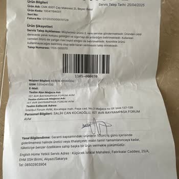 English Home Cam Çay Makinesi Bozuldu İade Talebim Reddedildi Mağaza Hakkımı Yok Saydı