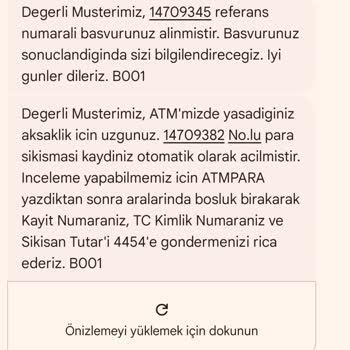 ATM Para Sıkışması Sonucu Eksik Para İadesi Ve Sorunun Çözülememesi