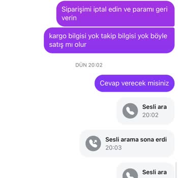 Siparişim Bir Aydır Gelmedi Mesajlarıma Ve Yorumlarıma Cevap Verilmiyor