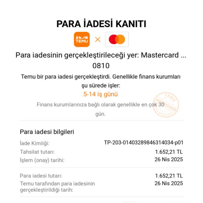 İade Edilen Tutar Kredi Kartıma Yansıtılmadı