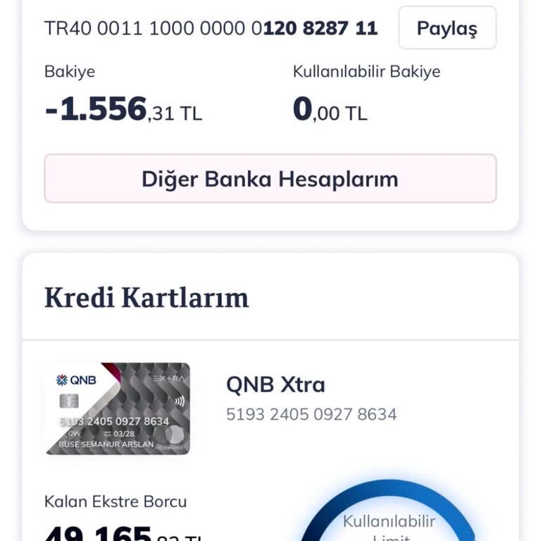 Kredi Kartı Yapılandırma Talebime Destek Bekliyorum