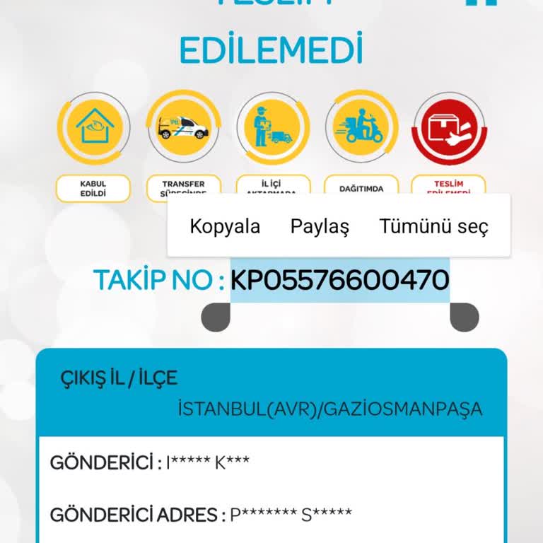 PTT Kargo Teslimat Yapılmadı Kağıt Bırakılmadı Ve Ürünüm Kayıp