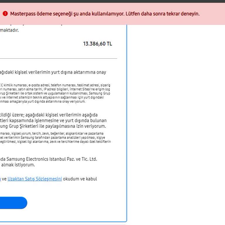 Masterpass Ödeme Sorunu Satın Almayı Engelliyor