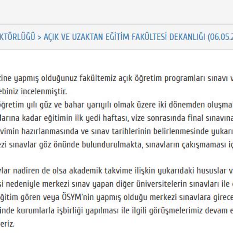 Açıköğretim Final Sınavlarının Çakışması Öğrencileri Mağdur Ediyor