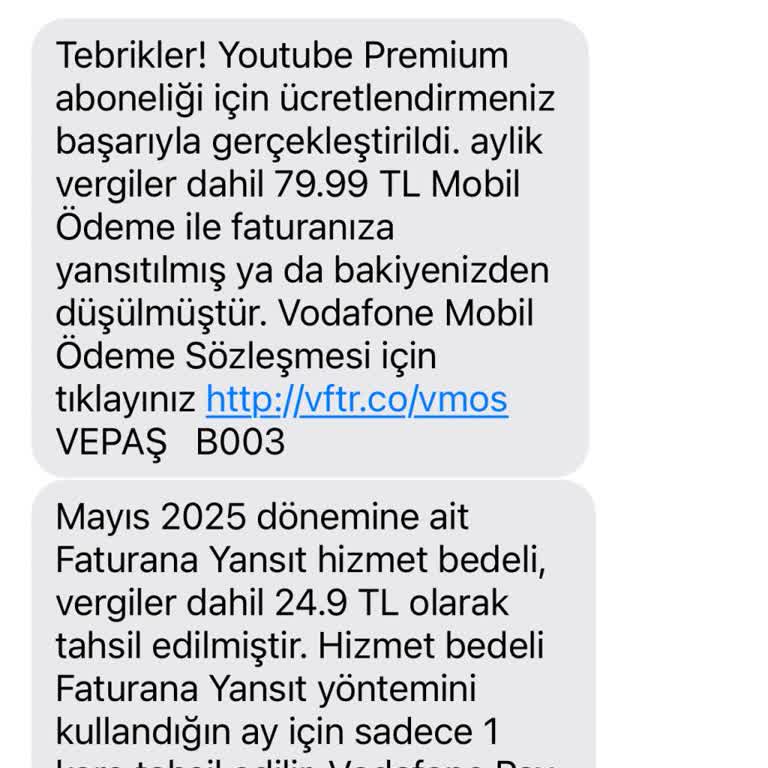 Vodafone Üzerinden Alınan Youtube Premium Üyeliğim Aktif Edilmedi, Mağduriyet Yaşıyorum