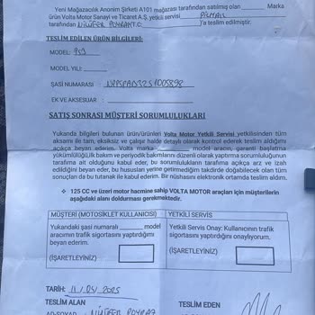 Aldığım Motorun Evrakları Teslim Edilmedi Mağdur Oldum İade Ve Para İadesi İstiyorum