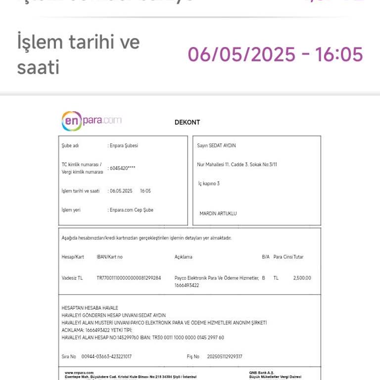 Para Transferim Hesabıma Yansımadı