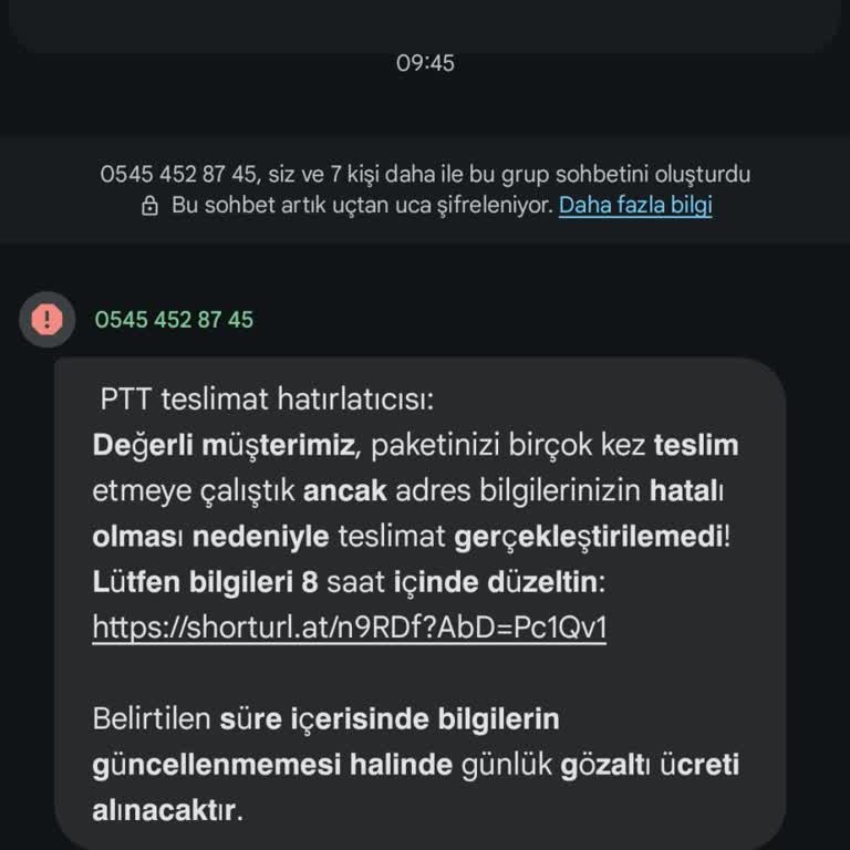 PTT Kargo Adına Gelen Sahte Mesajla Kişisel Bilgilerimin Tehlikeye Girmesi