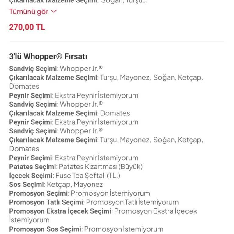Burger King Yanlış Ve Eksik Siparişe Yetersiz İade, Sorumsuz Müşteri Hizmeti