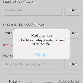 Tanımlanan Kartuş Puanı Kullanamıyorum