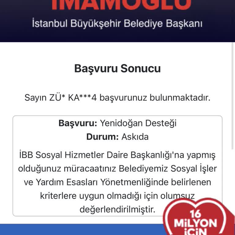 İstanbul Büyükşehir Belediyesi Yenidoğan Destek Paketi Başvurusu Neden Reddedildi?