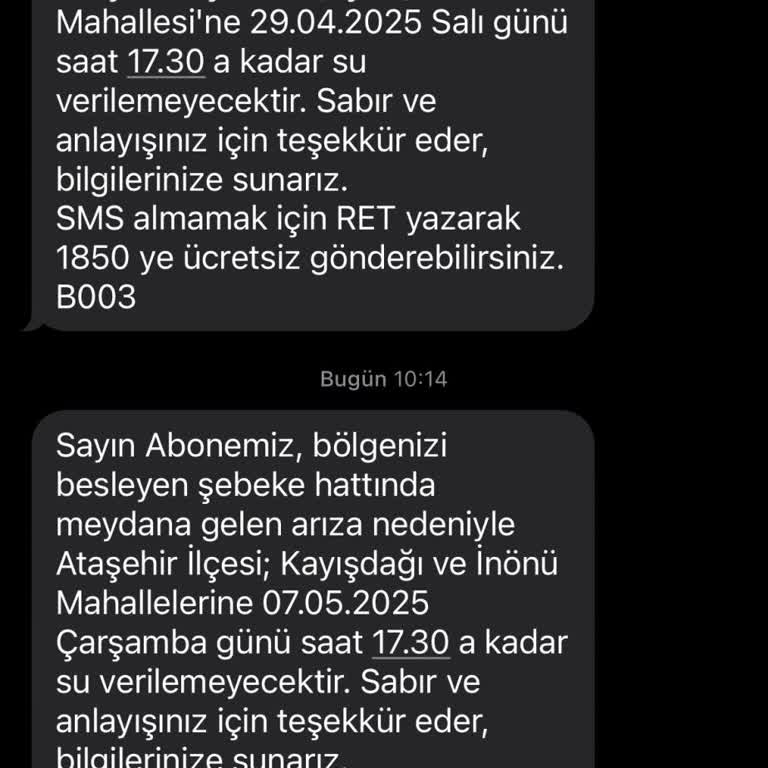 Uzun Süreli Su Kesintileri Öncesinde Bilgilendirme Eksikliği