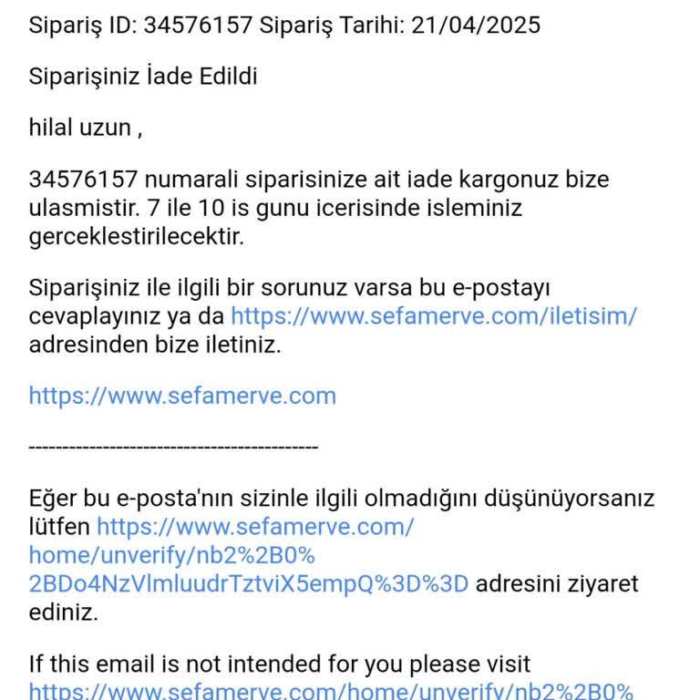 İade Bedelim Hala Yatırılmadı Müşteri Hizmetleri Dönüş Yapmıyor