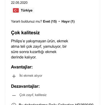 P****** Ekmek Kızartma Makinesinde Malzeme Hatası Ve Müşteri Hizmetlerinde Mağduriyet