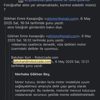 Uyumlu Olduğu Söylenen Motor Tutucu Siparişimde Uyumsuz Çıktı, Destekten Yardım Alamadım