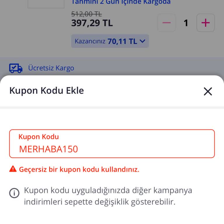 Kupon Tanımlanmadı, Müşteri Oyalandı Ve Güven Sarsıldı