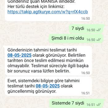 AGT Kuryede Teslimat Gecikmesi Ve Sürekli Değişen Son Teslim Tarihi
