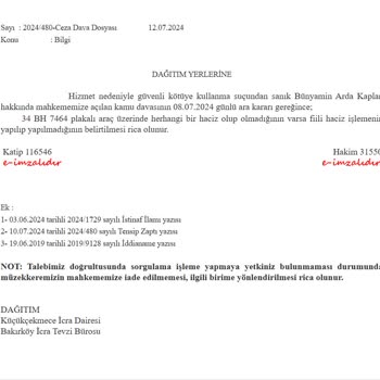 İcra Tutarı Ve Hatalı Araç Haczi Hakkında Düzeltme Talebi
