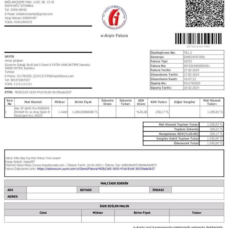 Hepsiburada'dan Alınan Ürünün Garanti Süresi Yasalara Uygun Belirlenmedi