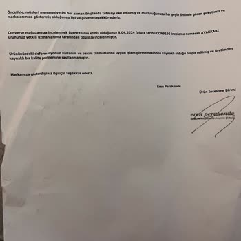 Converse Ayakkabıda Erken Deformasyon Ve İnceleme Sonucuna İtiraz