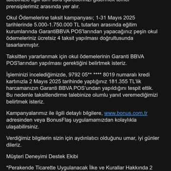 Garanti BBVA Troy Kart Eğitim Kampanyası Ödemesi Taksitlendirilmedi, Mağdur Oldum