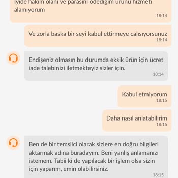 Eksik Ve Kusurlu Sipariş Sonrası Çözüm Odaklı Destek Alamadım