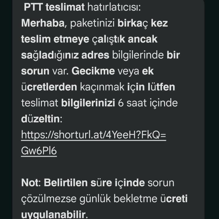 Bilgim Dışında Gönderilen Sahte Kargo Mesajı Hakkında Şikayetçiyim