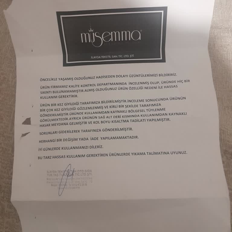 Kabanın Tüylenme Sorunu Ve Firma Tarafından Müşteriye Suç Atılması