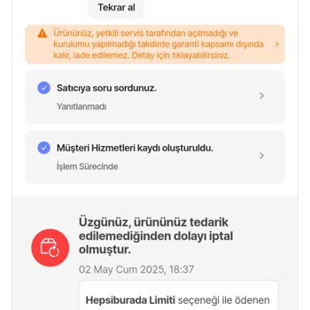 İptal Edilen Ürün Sonrası Hizmet Bedelinin İadesi Yapılmadı, Mağdur Edildim