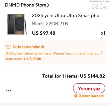AliExpress'ten Alınan Telefonun Teslim Edilmemesi Ve Eksik Para İadesi