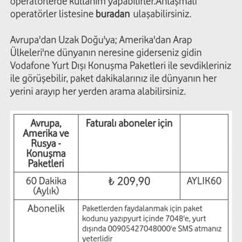 Vodafone Yurt Dışı Konuşma Paketinde Yanıltıcı Bilgi Ve Ekstra Ücret