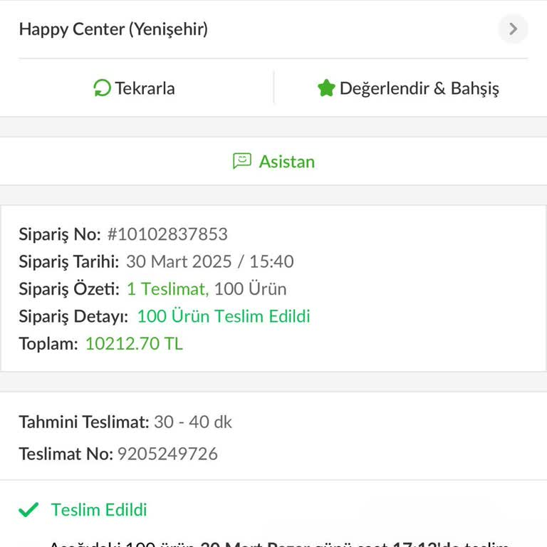 Trendyol GO Siparişimde Eksik Ürün Ve Para İadesi Sorunu 40 Gündür Çözülmedi