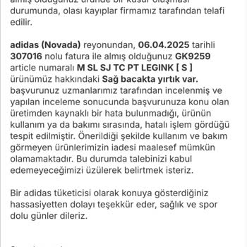 Aldığım Adidas Eşofman Defolu Çıktı, Müşteri Hizmeti Hayal Kırıklığı