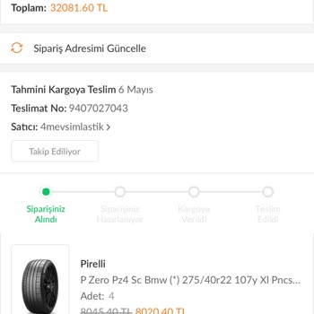 Sipariş Verdiğim Lastikler Fiyat Artışı Nedeniyle Gönderilmedi, Mağdur Edildim