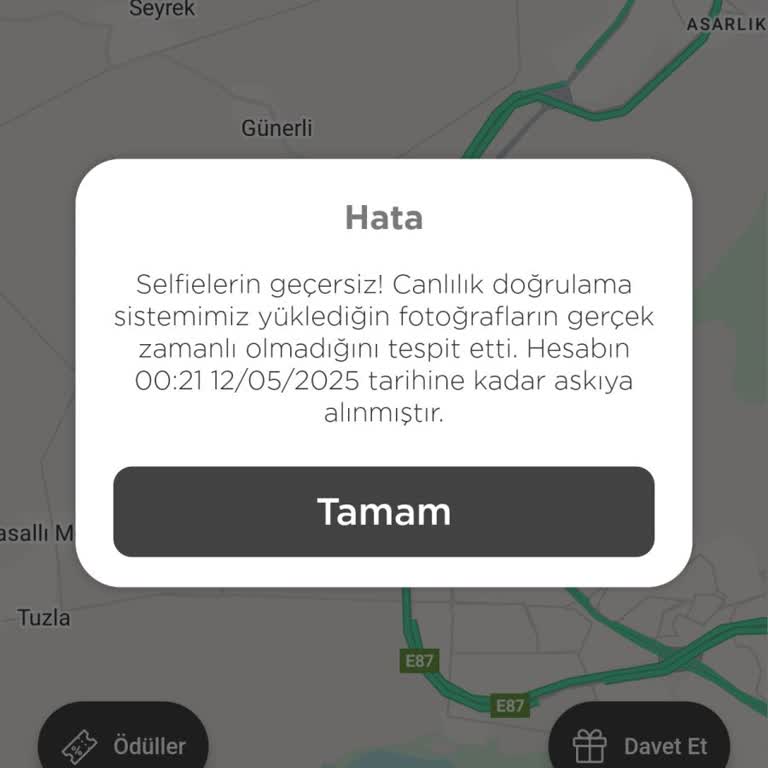 Martı Sürücü Hesabım Haksız Yere Askıya Alınıyor, Mağdur Oluyorum