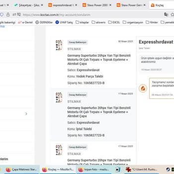 Koçtaş Üzerinden Alınan Benzinli Tırpanın Arızalanması Ve Yetersiz Müşteri Hizmeti