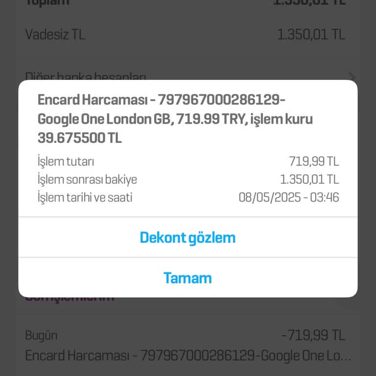 Google One London GB Tarafından İzinsiz Para Çekilmesi Ve Hesap Güvenliği Sorunu