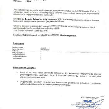 Garantiye Gönderilen Cihazımın Faturası Ve Kutusu İmha Edildi, Mağdur Edildim