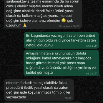 Defolu Ürün Gönderimi Ve Yetersiz Müşteri Desteği