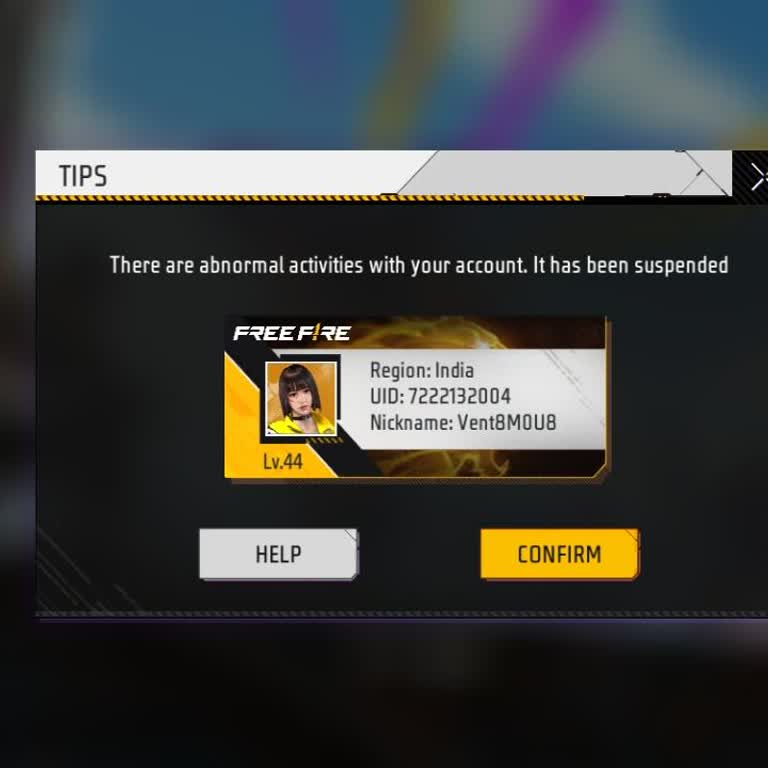 Garena Free Fire My Free Fire ID Unban Xolvie