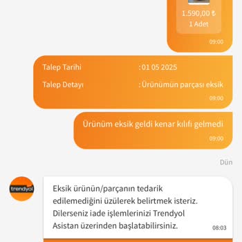 Siparişimin İkinci Ürünü Teslim Edilmedi Firma Dönüş Yapmıyor