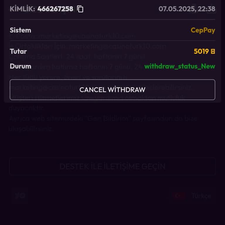 Çekim Talebine Yanıt Alınamıyor Ve Müşteri Hizmeti Eksikliği