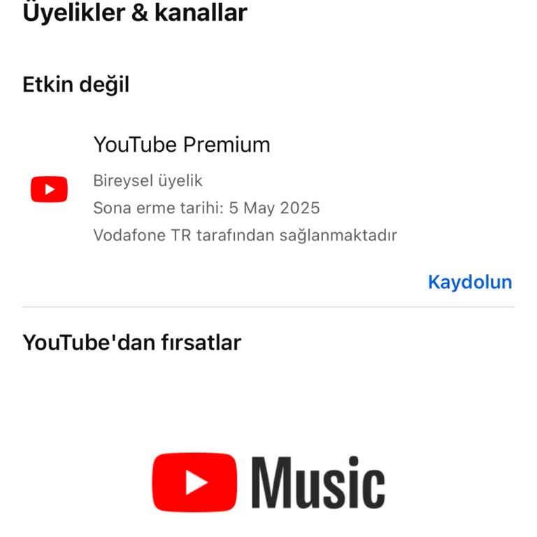 Vodafone Youtube Premium Ücretsiz Kullanım Hakkım Erken Sonlandırıldı