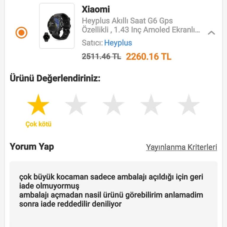 Orijinal Olmayan Ve Beklenenden Büyük Akıllı Saat İçin İade Sorunu