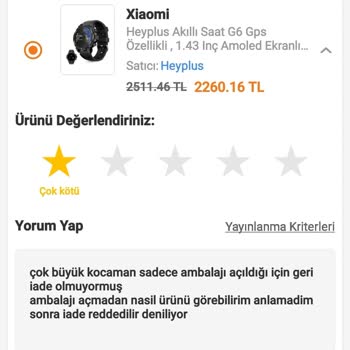 Yanlış Ölçüde Gelen Ürün Ve Haksız İade Reddiyle Karşılaştım