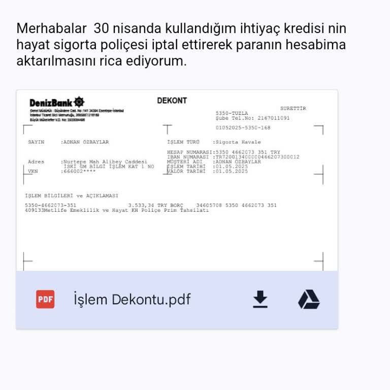 Poliçe İptali Sonrası İade Edilmeyen Tutar İçin Acil Çözüm Talebi