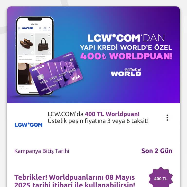 LCW World Puan Kampanyasında Yine Puanlarım Yüklenmedi