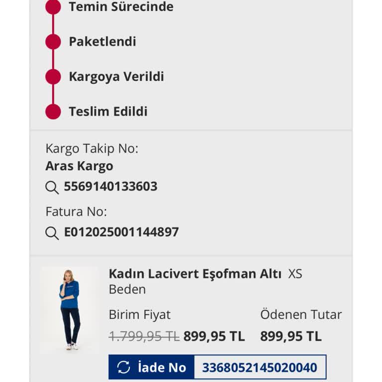 Ücret İadesi Yapılmayan Eşofman Altı Mağduriyeti
